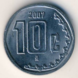 Монета 10 сентаво. 2007г. Мексика. (F)