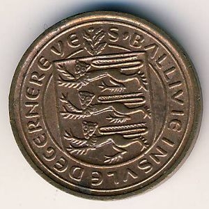 Монета 1/2 новых пенни. 1971г. Гернси. (F)