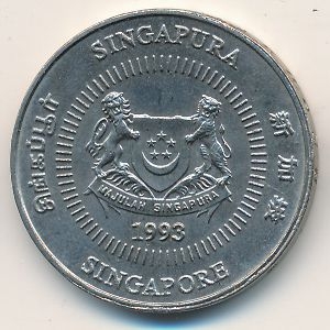 Монета 50 центов. 1993г. Сингапур. Алламанда. (F)