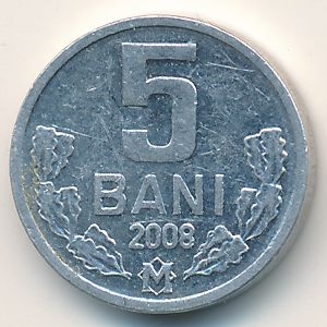 Монета 5 бани. 2008г. Молдавия. (VF)