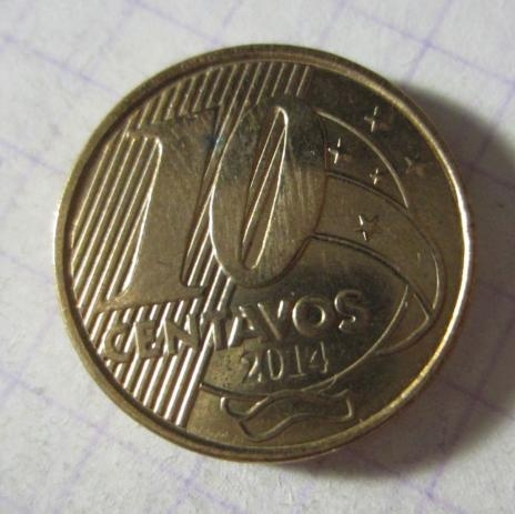 Монета 10 сентаво. 2014г. Бразилия. Педру I. (F)