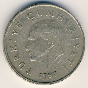 Монета 50 бин лир. 1997г. Турция. (F)