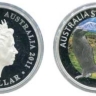 Монета 1 доллар. 2011г. Австралия. «Пингвины», (цветная эмаль). Серебро. (UNC)