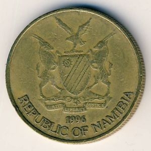 Монета 1 доллар. 1996г. Намибия. Орёл-скоморох. (F)