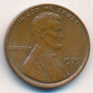 Монета 1 цент. США. 1979г. «Lincoln Cent». (F)