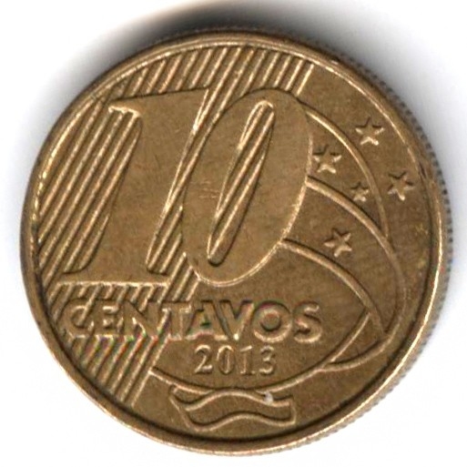 Монета 10 сентаво. 2013г. Бразилия. Педру I. (F)