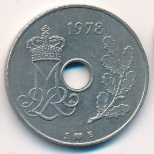 Монета 25 эре. 1978г. Дания. S;B (F)