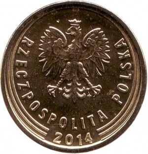 Монета 2 гроша. 2014г. Польша. Дубовые листья. (F)