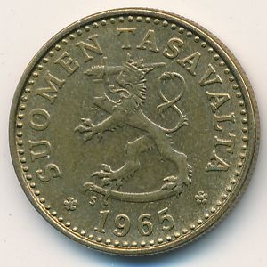Монета 10 пенни. 1965г. Финляндия. (F)