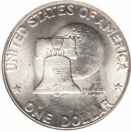 Монета 1 доллар. США. 1976г. Дуайт Эйзенхауэр (лунный доллар). (D). (F)