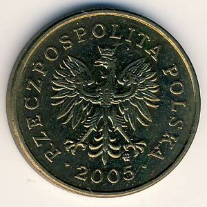 Монета 2 гроша. 2005г. Польша. Дубовые листья. (F)