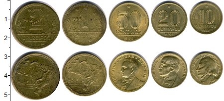 Набор монет Бразилия. 1948-1955г. Латунь (5 шт.)
