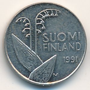 Монета 10 пенни. 1991г. Финляндия. (F)