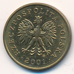 Монета 2 гроша. 2001г. Польша. Дубовые листья. (F)