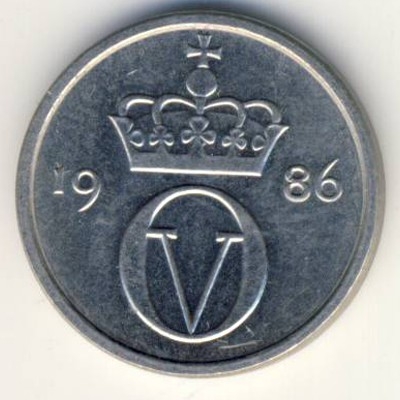 Монета 10 эре. 1986г. Норвегия. (F)