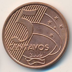 Монета 5 сентаво. 2009г. Бразилия. Тирадентис. (F)
