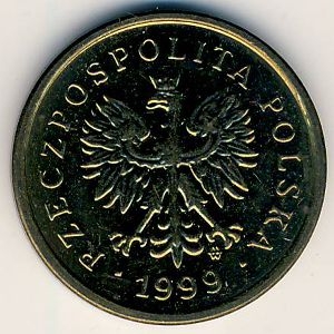 Монета 2 гроша. 1999г. Польша. Дубовые листья. (F)