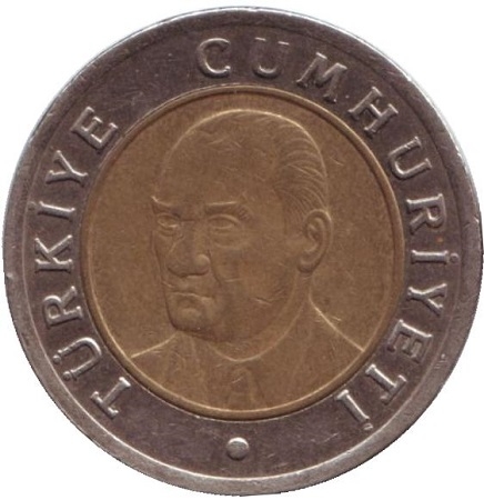 Монета 1 новая лира. 2005г. Турция. Мустафа Кемаль Ататюрк. (F)