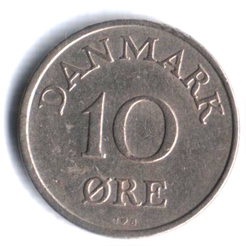 Монета 10 эре. 1956г. Дания. C;S (F)