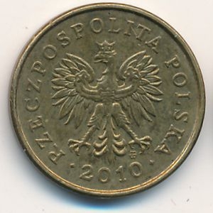 Монета 2 гроша. 2010г. Польша. Дубовые листья. (F)