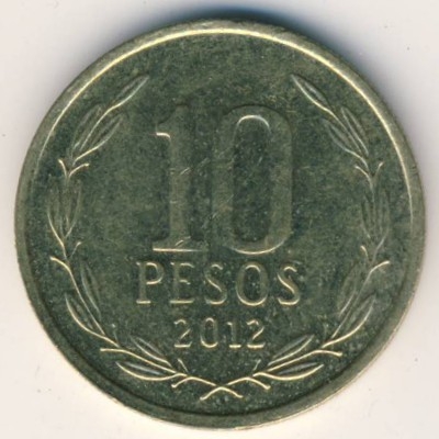Монета 10 песо. 2012г. Чили. Бернардо О’Хиггинс. (F)