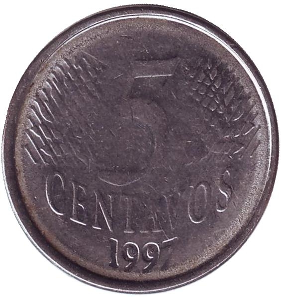 Монета 5 сентаво. 1997г. Бразилия. (VF)