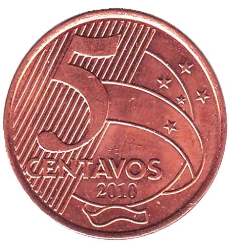 Монета 5 сентаво. 2010г. Бразилия. Тирадентис. (F)