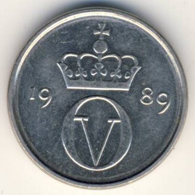 Монета 10 эре. 1989г. Норвегия. (F)