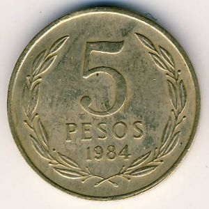Монета 5 песо. 1984г. Чили. (F)