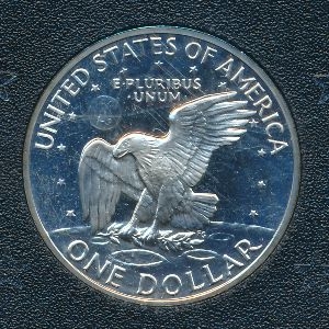Монета 1 доллар. США. 1971г. Дуайт Эйзенхауэр. Серебро. (S). (UNC)
