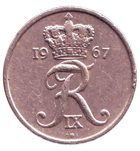 Монета 10 эре. 1967г. Дания. C;S (F)