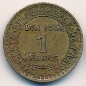 Монета 1 франк. 1923г. Франция. (F)