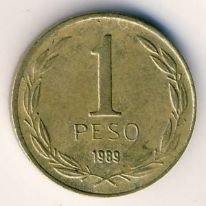 Монета 1 песо. 1989г. Чили. Бернардо О’Хиггинс. (F)