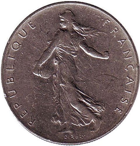 Монета 1 франк. 1976г. Франция. (F)