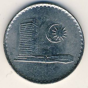 Монета 5 сен. 1985г. Малайзия. Здание парламента. (F)